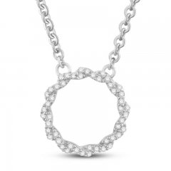 Circle of Gratitude Diamond Necklace 1/8 ct tw Round-cut 10K White Gold 19"