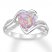 Lab-Created Pink Opal Heart Ring Sterling Silver