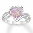 Lab-Created Pink Opal Heart Ring Sterling Silver