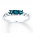 Blue Diamond Ring 1/6 ct tw Round-cut Sterling Silver