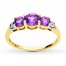 Amethyst Ring Diamond Accents 10K Yellow Gold