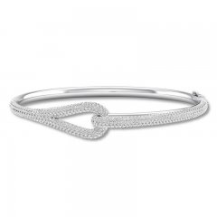 Love + Be Loved Diamond Bangle Bracelet 4 ct tw 14K White Gold