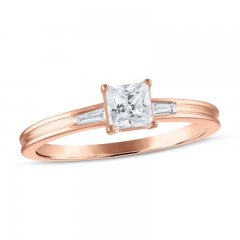 Diamond Engagement Ring 1/2 ct tw Princess/Baguette 14K Rose Gold