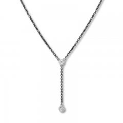 Bezel-Set Diamond Necklace 1/3 ct tw Stainless Steel/10K Gold