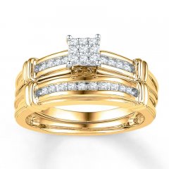 Diamond Bridal Set 1/5 ct tw Round-cut 10K Yellow Gold