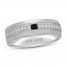 Neil Lane Men's Black & White Diamond Wedding Band 1/3 ct tw Princess/Round 14K White Gold