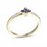 Blue Sapphire & Diamond Dainty Flower Ring Round-cut 10K Yellow Gold