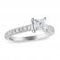 Certified Diamond Engagement Ring 1 ct tw Princess/Round 14K White Gold