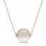 Cultured Pearl Solitaire Necklace 10K Yellow Gold 18"