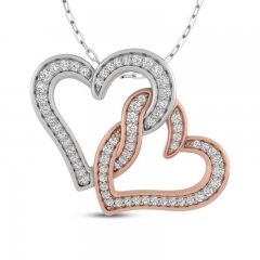 Diamond Heart Necklace 1/4 ct tw Two-Tone 10K Gold 18"