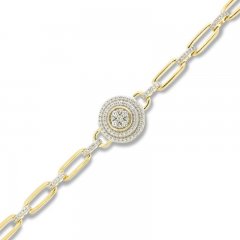 Diamond Paperclip Bracelet 1/3 ct tw Round-cut 10K Yellow Gold 7.25"