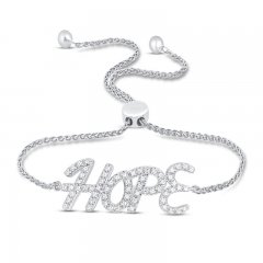 Diamond Hope Bolo Bracelet 1/5 ct tw 10K White Gold