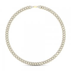 Men's Cuban Curb Chain Necklace 6 ct tw Diamonds 10K Yellow Gold 22"