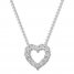 Diamond Heart Necklace Sterling Silver