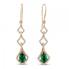 Le Vian Couture Emerald Earrings 7/8 ct tw Diamonds 18K Strawberry Gold