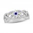 True North Star Ring Lab-Created Blue Sapphire 1/2 ct tw Diamonds 10K White Gold