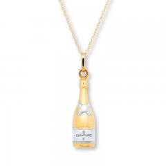 Champagne Bottle Necklace 10K Yellow Gold