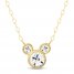 Children's Mickey Mouse Cubic Zirconia Necklace 14K Yellow Gold 13"