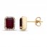 Garnet & White Topaz Earrings 10K Yellow Gold