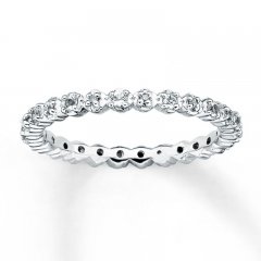 Stackable Ring White Topaz & Diamonds Sterling Silver