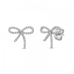 Diamond Bow Earrings 1/5 ct tw Round-cut 10K White Gold