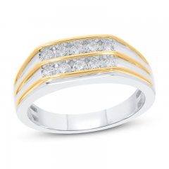 Men's Diamond Wedding Band 1/2 ct tw Round-cut 10K Two-Tone Gold