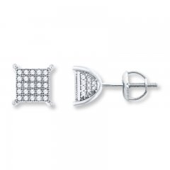 Men's Diamond Earrings 1/4 ct tw Round-cut 10K White Gold