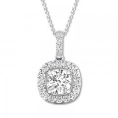 Diamond Necklace 1 ct tw Round-cut 14K White Gold