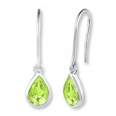 Peridot Earrings 10K White Gold