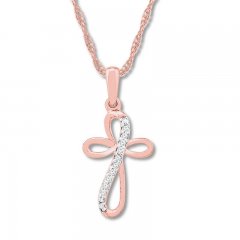 Diamond Cross Necklace 10K Rose Gold