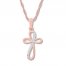 Diamond Cross Necklace 10K Rose Gold