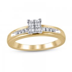 Diamond Engagement Ring 1/4 ct tw Princess/Round-cut 10K Two-tone Gold