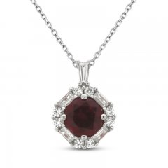 Lab-Created Ruby & Lab-Created White Sapphire Necklace Sterling Silver 18"