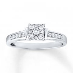 Diamond Engagement Ring 1/4 ct tw Round-cut 10K White Gold