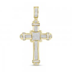 Men's Diamond Cross Pendant 1/2 ct tw Round-cut 10K Yellow Gold