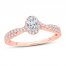 Diamond Engagement Ring 3/4 ct tw Oval/Round 14K Rose Gold