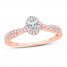 Diamond Engagement Ring 3/4 ct tw Oval/Round 14K Rose Gold