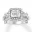 Diamond Engagement Ring 2 ct tw Princess/Round 14K White Gold