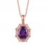 Le Vian Amethyst Necklace 1/8 ct tw Diamonds 14K Strawberry Gold 18"