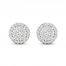 Diamond Halo Stud Earrings 1 ct tw Round-Cut 10K White Gold