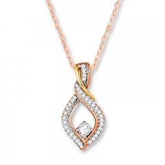 Diamond Necklace 1/4 ct tw Round-cut 10K Two-Tone Gold