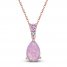 Pink Lab-Created Opal & Pink/White Lab-Created Sapphire Necklace 10K Rose Gold 18"