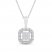 Diamond Halo Necklace 1/4 ct tw Princess/Round 10K White Gold 19"