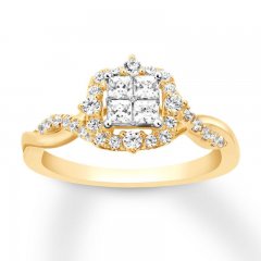 Diamond Engagement Ring 5/8 ct tw Princess/Round 14K Yellow Gold