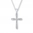 Diamond Cross Necklace 1/10 ct tw Round-cut Sterling Silver