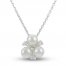 Cultured Pearl & White Lab-Created Sapphire Necklace Sterling Silver 18"