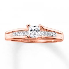 Diamond Engagement Ring 3/4 ct tw Princess-cut 14K Rose Gold