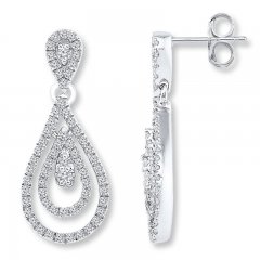 Diamond Earrings 3/4 ct tw Round-cut 10K White Gold