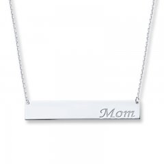 Mom Bar Necklace Sterling Silver