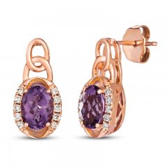 Le Vian Amethyst Earrings 1/6 ct tw Diamonds 14K Strawberry Gold